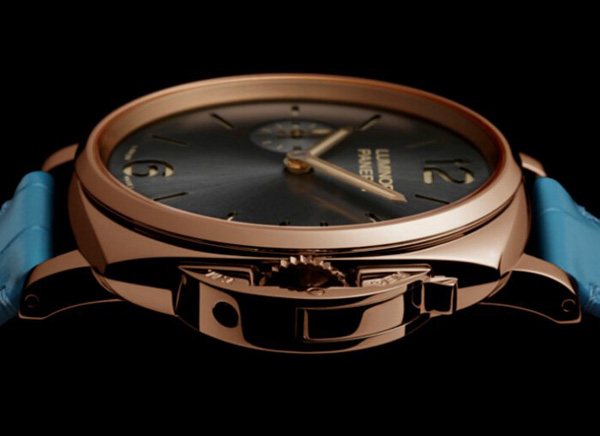 blue leather strap copy Panerai Luminor Due 3 Days