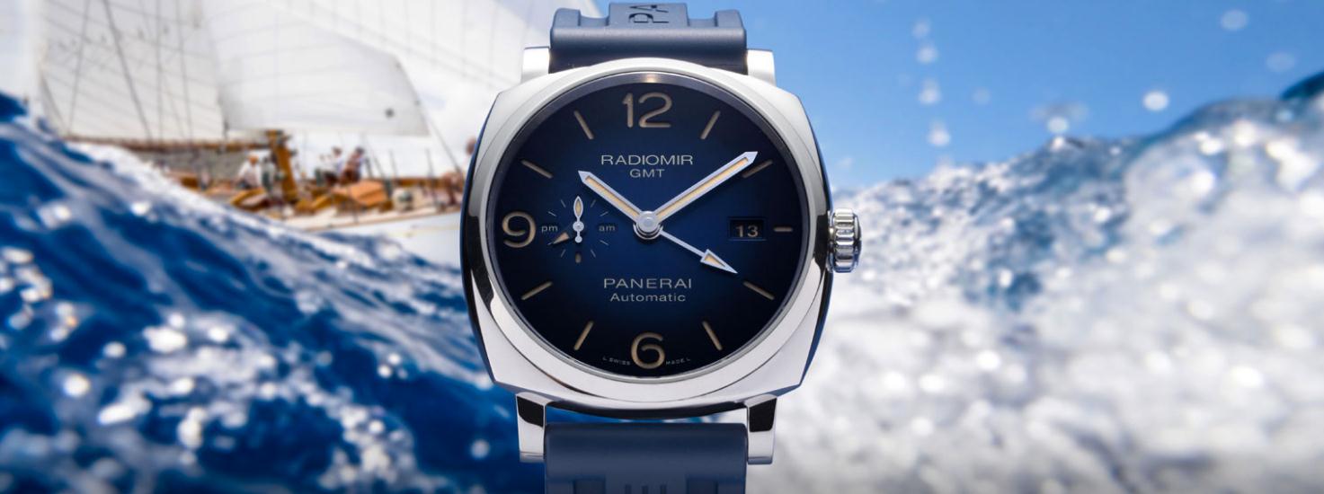 The stainless steel fake Panerai watches have blue rubber straps.