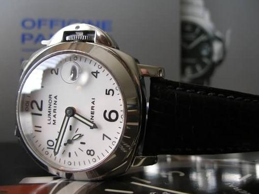 The 40 mm fake watches are made from polished stainless steel.