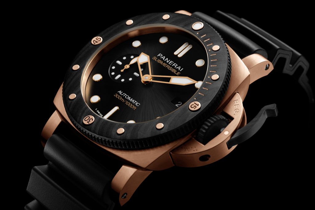 The innovative Panerai Submersible is water resistant to a depth of 300 meters.